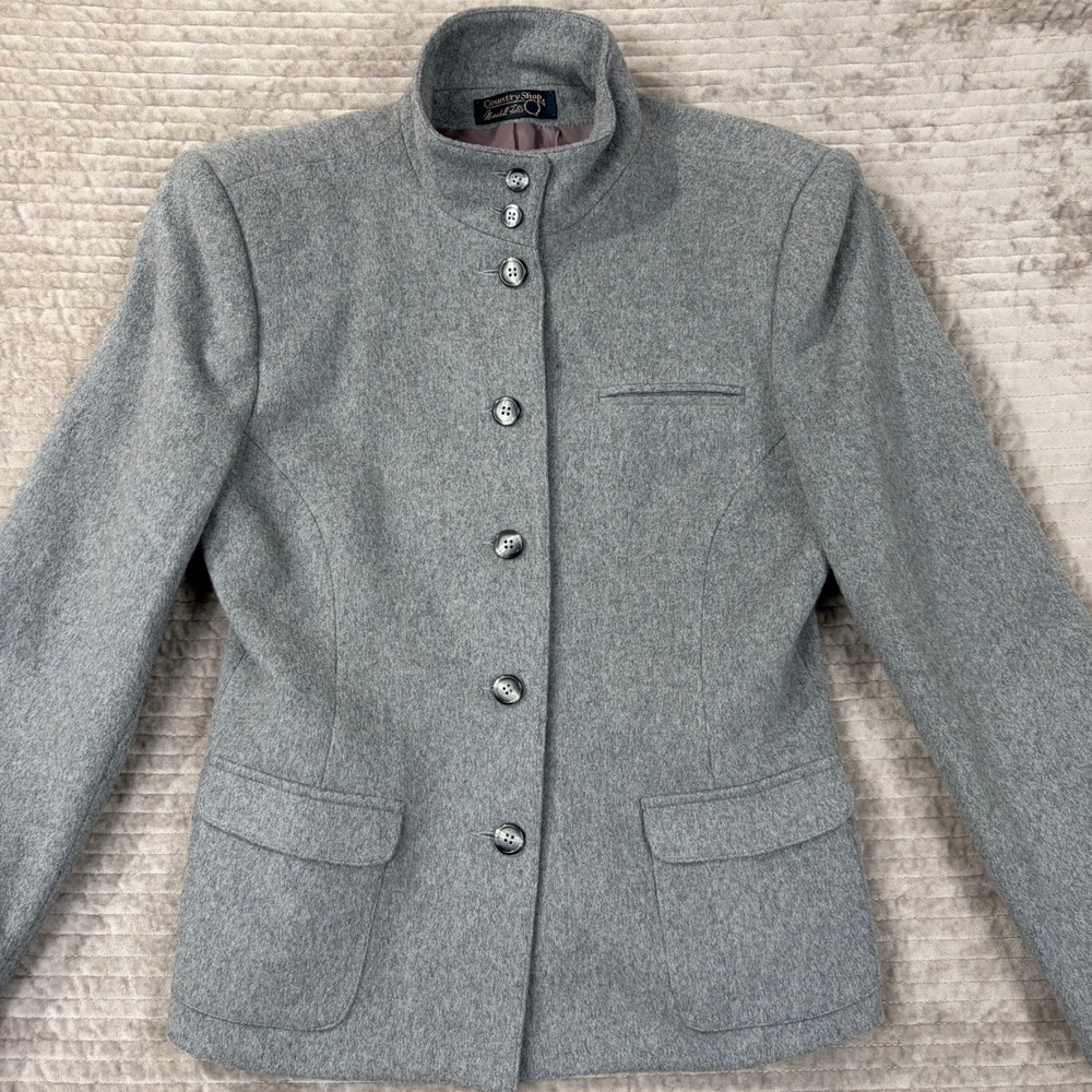 Vintage Country Shop Marshall Fields Gray Wool Mandarin Collar‎ Blazer Jacket 8 - Picture 10 of 10